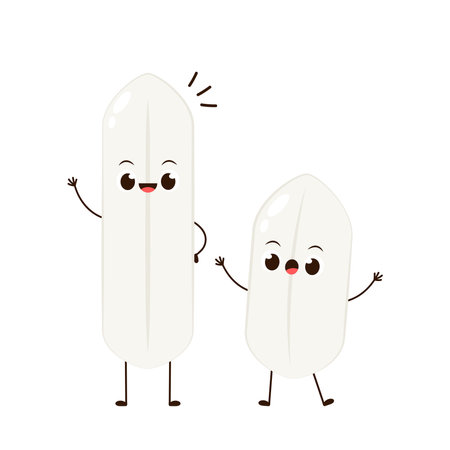 Rice character design. rice vector on white background. India rice.のイラスト素材