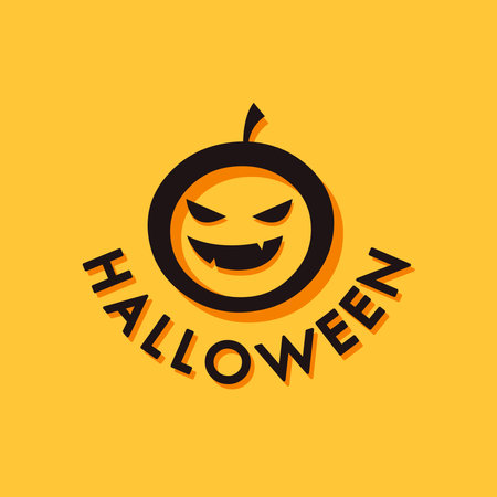 Halloween logo design. Halloween wallpaper. Pumpkin face logo.のイラスト素材