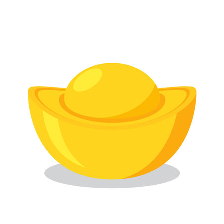 Chinese golden ingots isolated on white background. Chinese golden vector.のイラスト素材