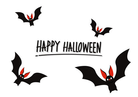 Halloween wallpaper. background. Halloween poster design. Bat cartoon vector.のイラスト素材