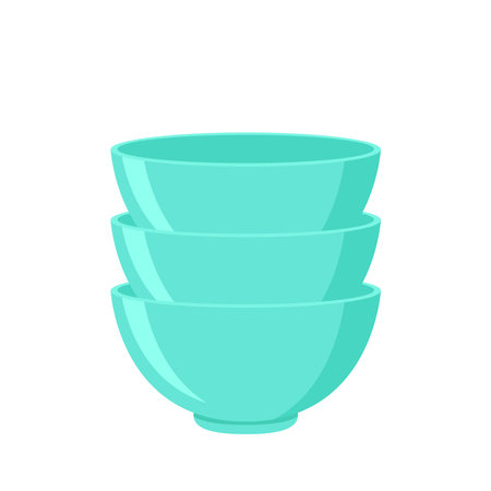 Blue Bowl. Bowl on white background. bowl stack vector.のイラスト素材