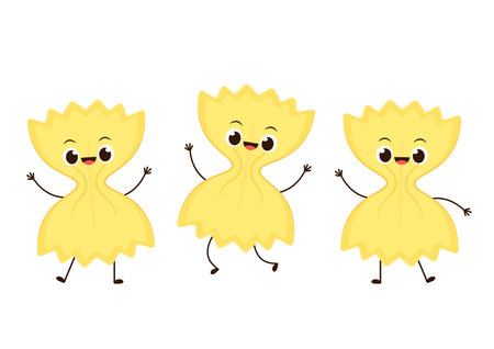 Farfalle pasta vector. Farfalle pasta character design.のイラスト素材