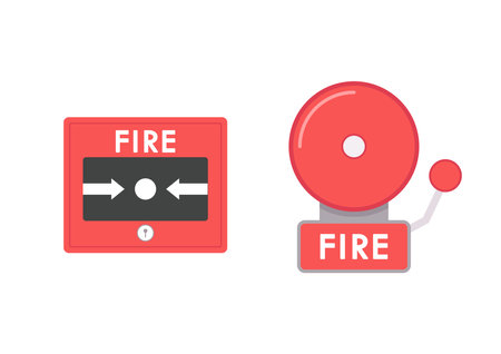 Fire alarm cartoon vector. Fire alarm system. Fire equipment. Vector illustration in flat style.のイラスト素材