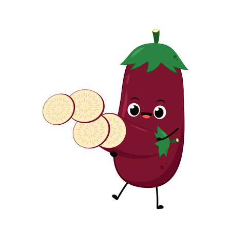 Eggplant on white background. Eggplant character design.のイラスト素材
