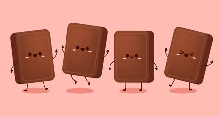 Cute and funny chocolate bar character. Chocolate mascot.のイラスト素材