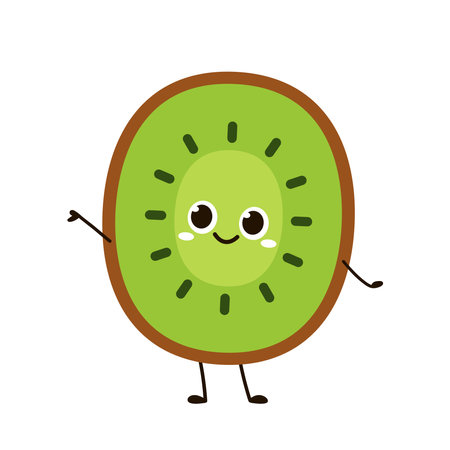 Kiwi character design. Kiwi on white background. Kiwi vector.のイラスト素材