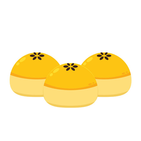 Salted Egg Lava Chinese Pastry, Thai cake, Thai Dessert, Chinese mooncake. Mid-autumn festival dessert.のイラスト素材
