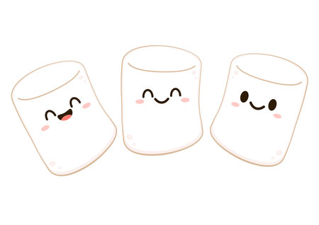 Marshmallow cartoon. marshmallow character design. Marshmallow vector.のイラスト素材
