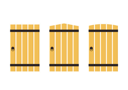 Old wooden door vector illustration isolated on white background.のイラスト素材