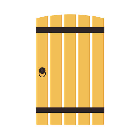 Old wooden door vector illustration isolated on white background.のイラスト素材