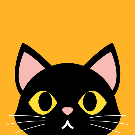 Happy halloween greeting card with cute Cat. Holidays cartoon character.のイラスト素材