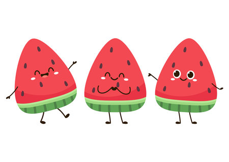 Melon character design. Melon vector on white background.のイラスト素材