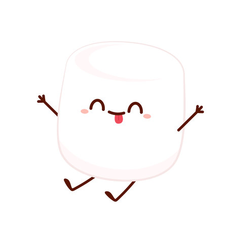 White Marshmallow cartoon. marshmallow character design. Marshmallow vector.のイラスト素材