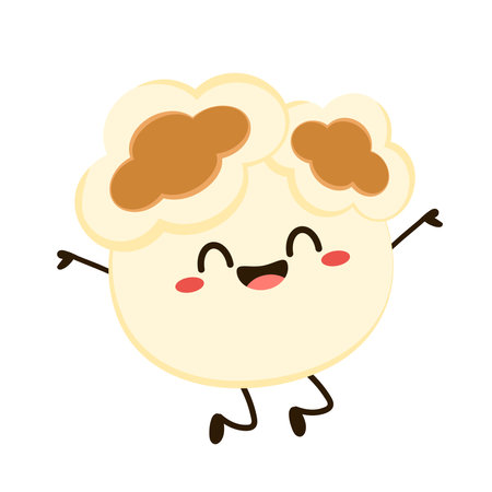 Popcorn cartoon. Vector mascot, cartoon and illustration of a corn holding Popcorn. Character design.のイラスト素材