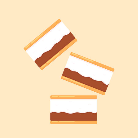 Chocolate bar and graham crackers. S'more graham cracker, chocolate, and marshmallow.のイラスト素材