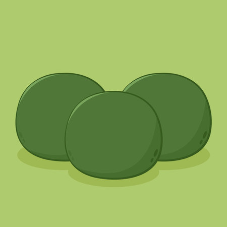 Daifuku vector. Daifuku on green background. Daifuku is Japanese desserts. Matcha Mochi.のイラスト素材