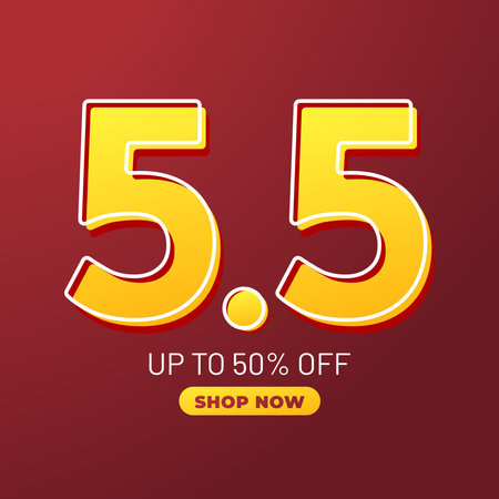 5.5 podium super sale banner template design for web or social media. Promotional Business Flash Sale Design. Vector May 5 Special Offer Illustration.のイラスト素材
