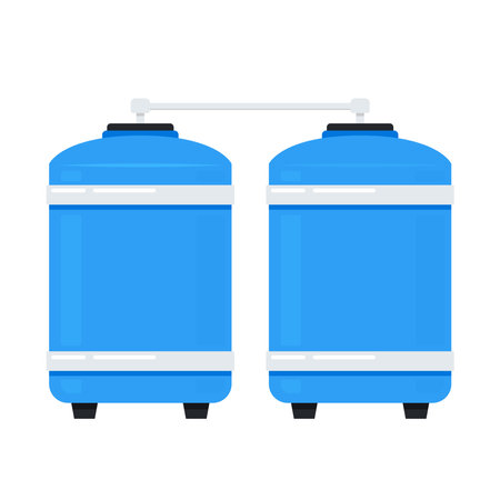 Water tank vector. Tap. Blue water tank on white background.のイラスト素材
