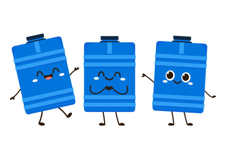 Water tank cartoon vector. Blue water tank on white background. Character design.のイラスト素材