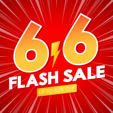 6.6 podium super sale banner template design for web or social media. Promotional Business Flash...