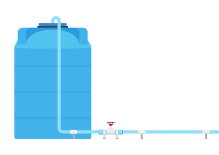 Water tank vector. Tap. Blue water tank on white background.のイラスト素材