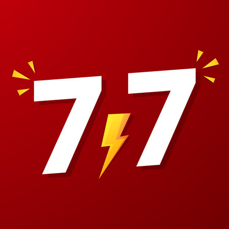 7.7 podium super sale banner template design for web or social media. Promotional Business Flash Sale Design. Vector July 7 Special Offer Illustration.のイラスト素材