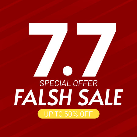 7.7 podium super sale banner template design for web or social media. Promotional Business Flash Sale Design. Vector July 7 Special Offer Illustration.のイラスト素材