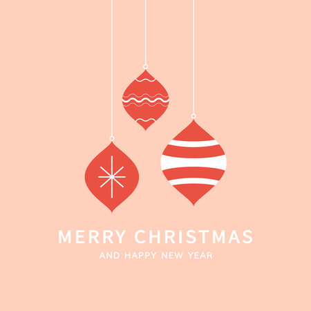 Merry Christmas poster. Merry Christmas greeting card, Christmas balls, vector illustration.のイラスト素材