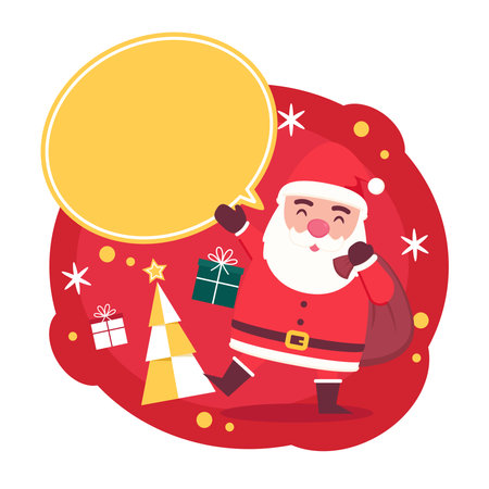 Santa Claus cartoon vector. Santa Claus. holding a blank sign. Vector illustration.のイラスト素材