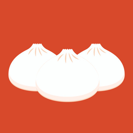 Chinese Steam Bun illustration vector. Asian food vector illustration. Baozi or bao is Chinese food.のイラスト素材
