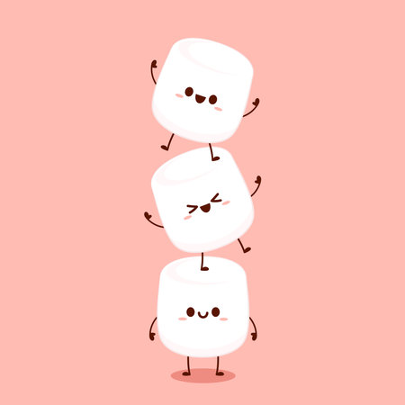Marshmallow cartoon. marshmallow character design. Marshmallow vector.のイラスト素材