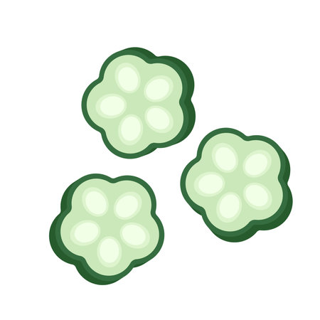 Okra, Okura Okazu. Healthy vegetarian food. Flat vector illustration.  green okra slices on white background.のイラスト素材
