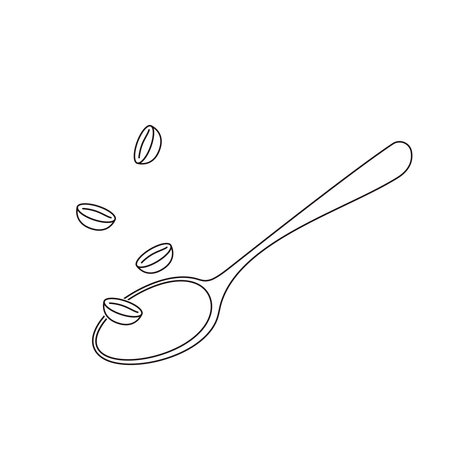 Spoon and coffee bean vector. Spoon on white background. Spoon icon vector.のイラスト素材
