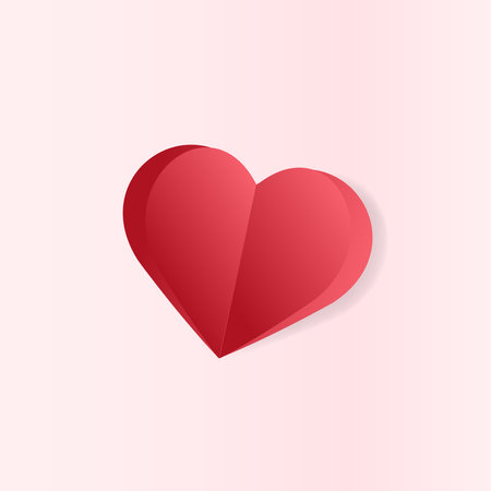 Red paper cut love heart for Valentine's day or any other Love invitation cards. Vector EPS 10.のイラスト素材