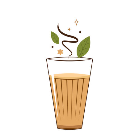 Indian hot drink vector. Indian chai icon. Chai is Indian drink. Kerala tea shop illustration vector eps. Indian Kerala roadside. Kerala tea shop line drawing. Kerala Old.のイラスト素材