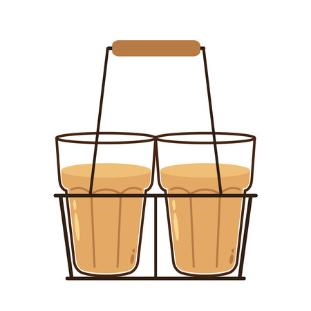 Indian hot drink vector. Indian chai icon. Chai is Indian drink. Kerala tea shop illustration vector eps. Indian Kerala roadside. Kerala tea shop line drawing. Kerala Old.のイラスト素材