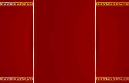 Happy Chinese new year 2024. Chinese new year banner for show product. Greeting card. China frame with lantern on red background.のイラスト素材