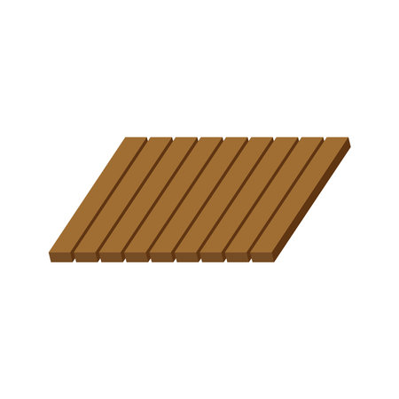 Wood plank boards isolated on white background. Empty wooden plank board icon in flat cartoon style.のイラスト素材