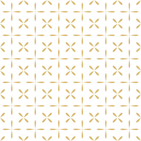 Abstract floral pattern. Geometric leaf ornament. Graphic modern pattern. Gold and white vector background.のイラスト素材