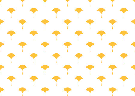 Ginkgo symbol. Cartoon flat yellow ginkgo biloba leaf isolated on yellow. Leaflet organic icon. Cosmetics and medical plant icon.のイラスト素材