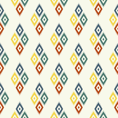 Vector illustration. embroidery style. Art print of Ikat Seamless Pattern Design for background, carpet, wallpaper, clothing, wrapping, Batik, fabric.のイラスト素材
