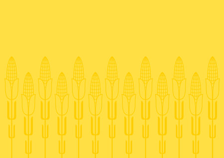 Corn icon. Corn doodle pattern wallpaper. Corn on yellow background.のイラスト素材