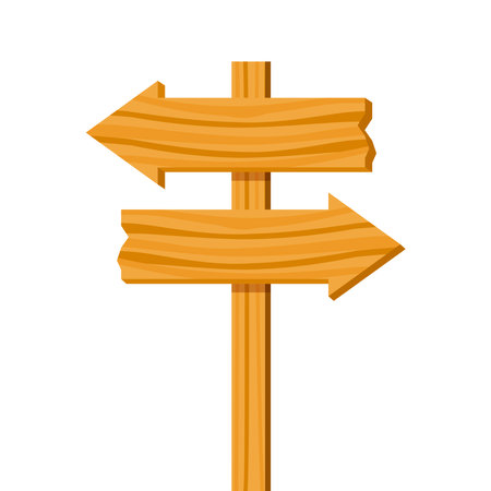 Wooden signpost vector. Wooden signpost icon. Colored silhouette. Vertical view. Vector flat simple graphic illustration.のイラスト素材