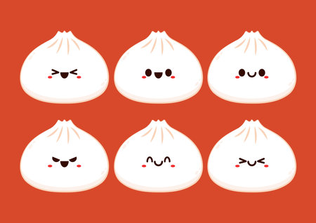 Chinese dumplings character design. Chinese dumplings is Chinese food. Bao cartoon.のイラスト素材