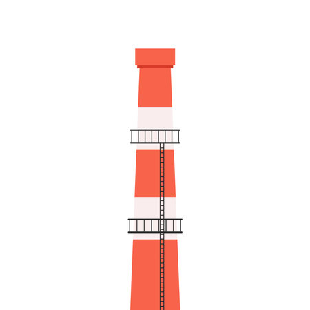 Industrial chimney. Manufacturing industrial chimney, toxic air chimney pipes, factory chimney smoke pollution vector illustration. Plant emitting dirty smog, air pollutionのイラスト素材