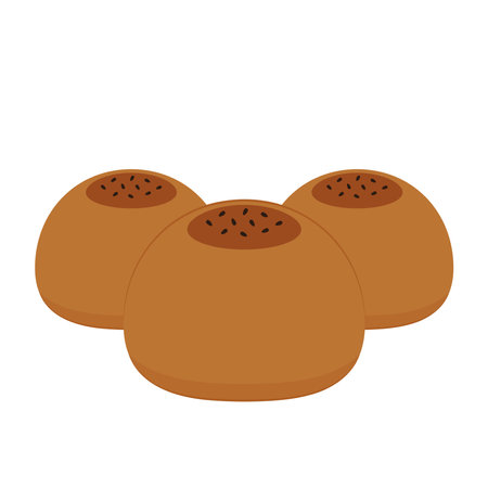 Salted Egg Lava Chinese Pastry, Thai cake, Thai Dessert, Chinese mooncake. Mid-autumn festival dessert.のイラスト素材