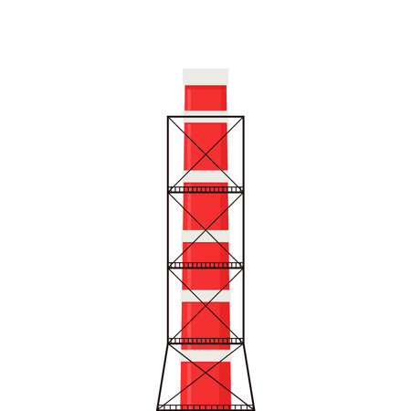 Industrial chimney. Manufacturing industrial chimney, toxic air chimney pipes, factory chimney smoke pollution vector illustration. Plant emitting dirty smog, air pollutionのイラスト素材