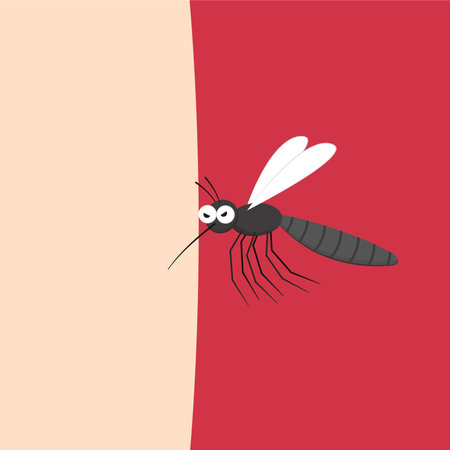 Mosquito bites. mosquito cartoon. wallpaper. free space for text. copy space.のイラスト素材