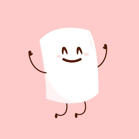 Marshmallow cartoon. marshmallow character design. Marshmallow vector.のイラスト素材