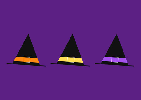 Witch hat for Halloween design isolated on white background. Happy Halloween holiday banner for web.
